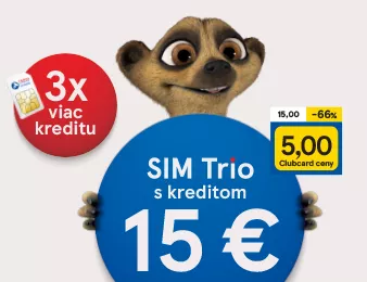 Nová SIM karta Trio s úvodným kreditom 15 €