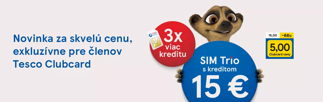 Nová SIM karta Trio s úvodným kreditom 15 €